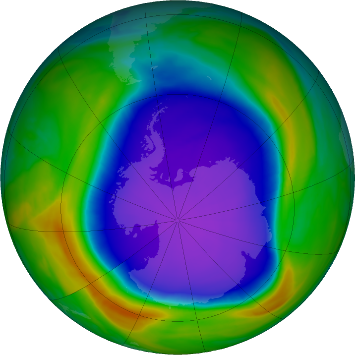 Antarctic ozone map for 05 October 2020